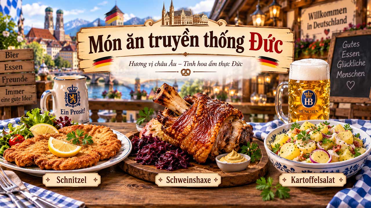 3 Món ăn truyền thống Đức: Schnitzel, Schweinshaxe , Kartoffelsalat