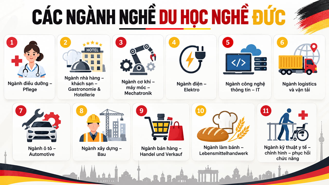 Du học nghề Đức có ngành gì? Các ngành Ausbildung phổ biến và tiềm năng